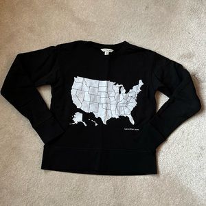 NWOT - Calvin Klein Jeans Velvety Map Stomach Crew Neck Sweater